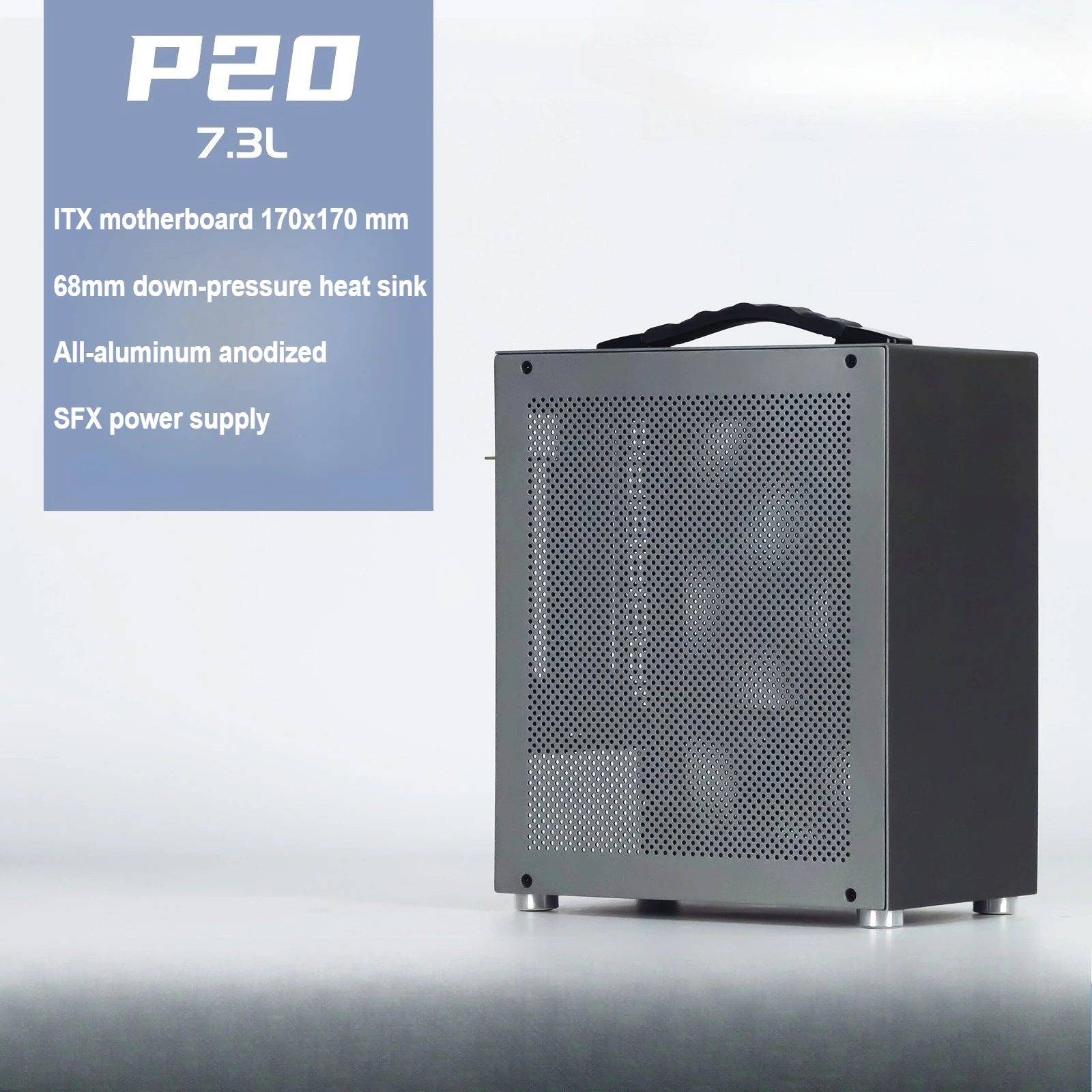 P20 Portable A4 Portable Host SFX Power Supply Mini Compact Ultra-Small All-Aluminum ITX Case