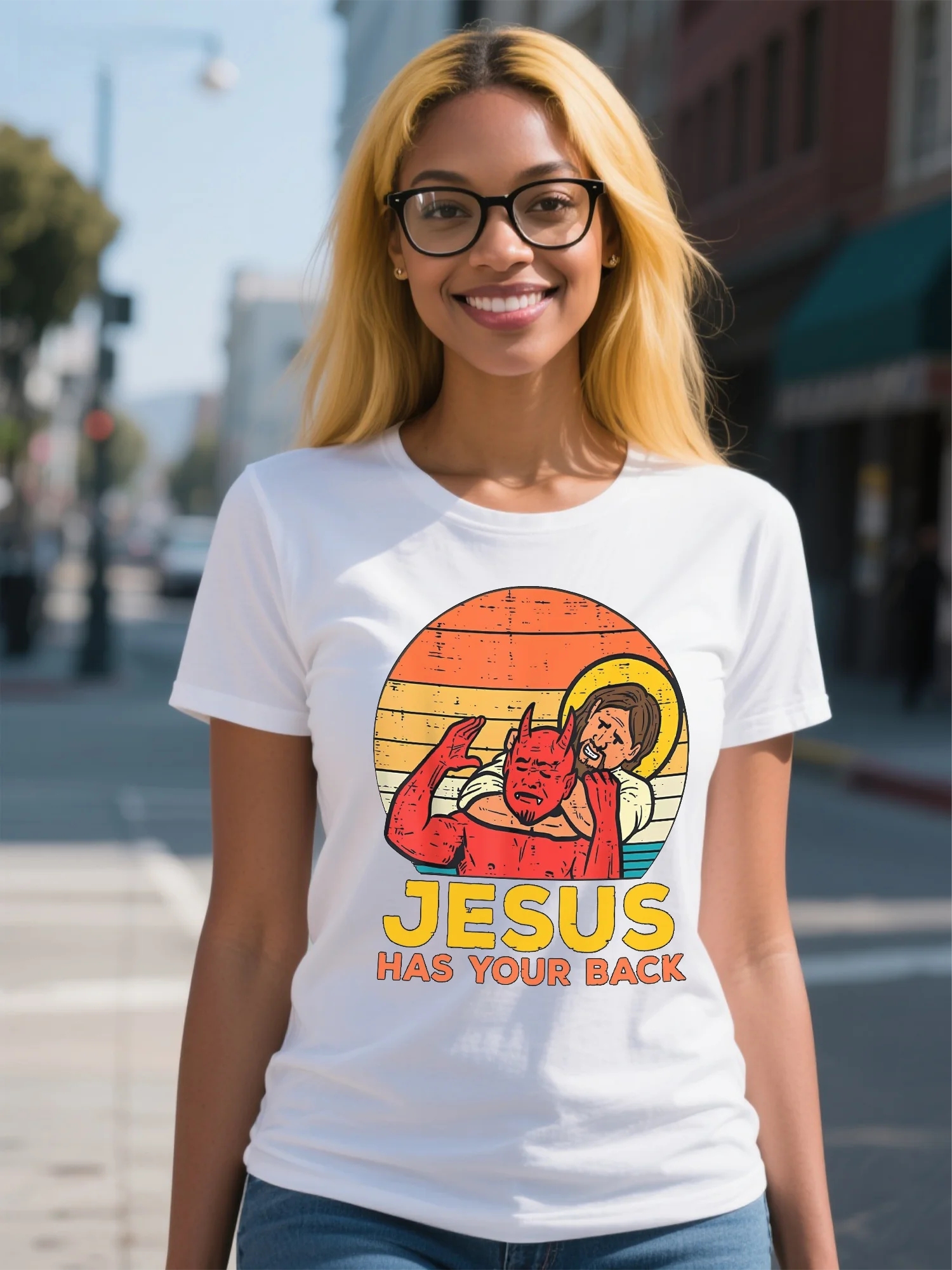 Hochwertiges weißes Damen-T-Shirt – High-Street-Animal-Print aus weicher Baumwolle, übergroße Passform mit rohem Saum, Streetwear Essential