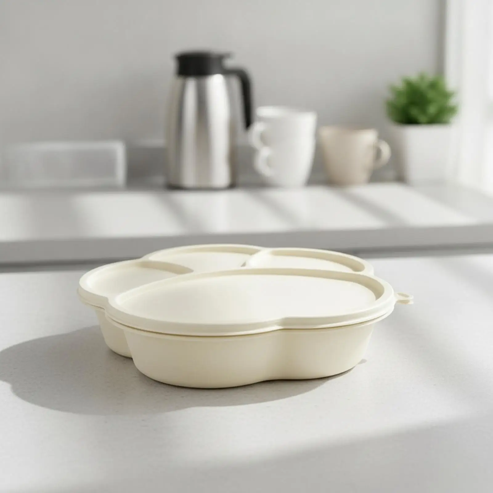Biodegradable Corn Starch Meal Tray with Lid 1000ml Compartment Food Container Microwave Safe for Meal Prep Takeaway