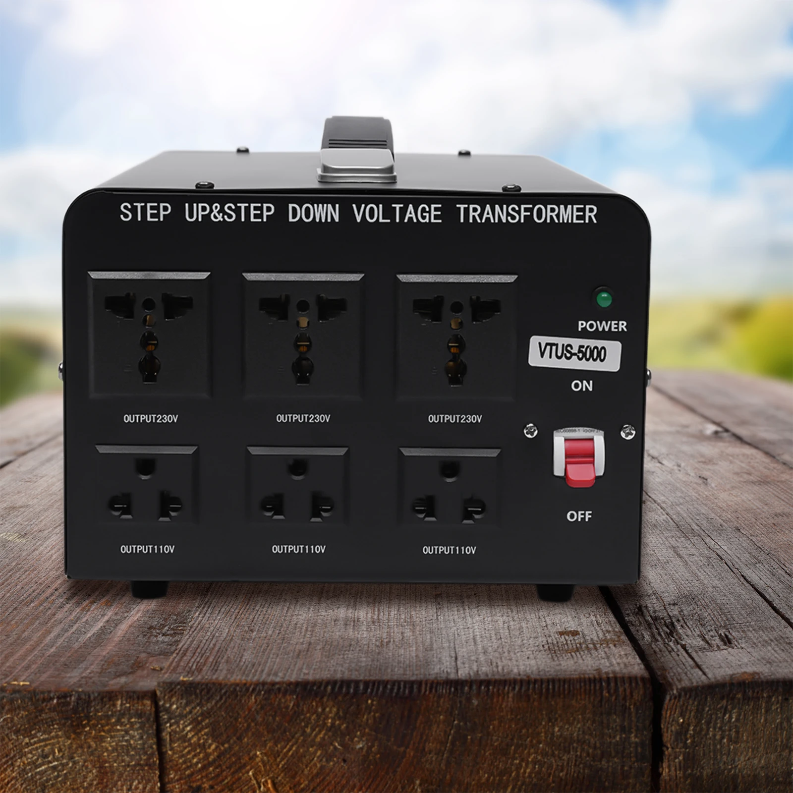 

BYMAOCAR 5000W Voltage Converter, Auto Transformer 110/ 230V Heavy Duty Step Up/Down W/ 3 US Standard & 3 EU Sockets