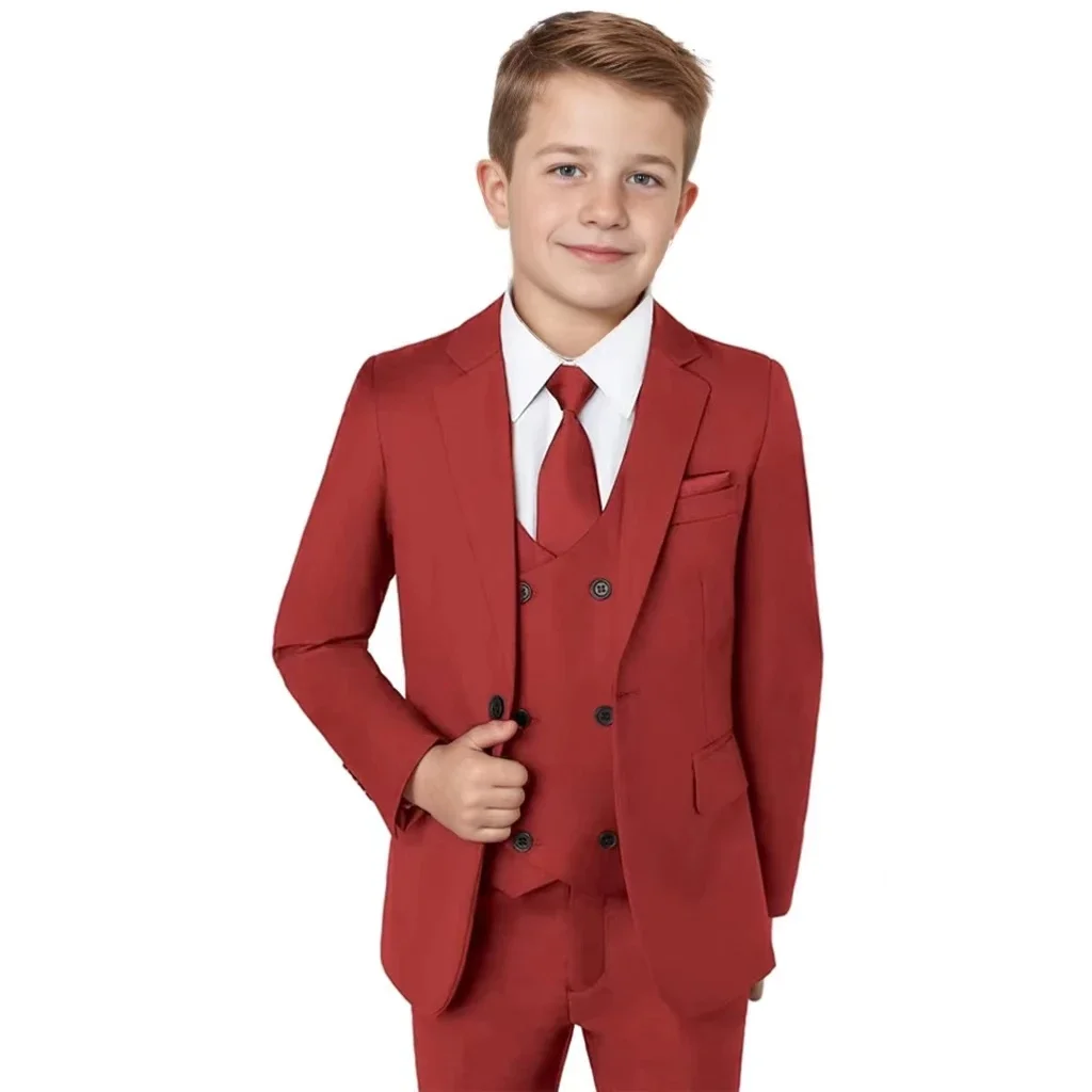 بدلة رسمية للأولاد طقم سهرة بقصة ضيقة 3-16 سنة 3 قطع طقم بدلة للأولاد بطية صدر مدببة لحفلات الزفاف وأعياد الميلاد سترة وسراويل