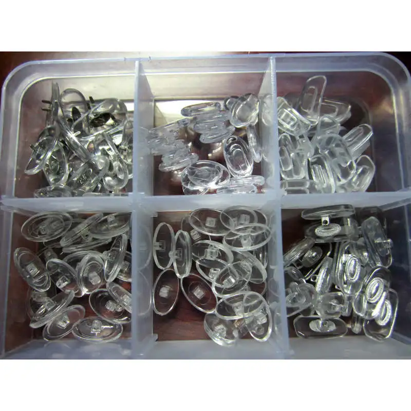 1 صندوق 15 نوعًا من طقم إصلاح وسادة الأنف للنظارات - 300 قطعة من وسائد الأنف البلاستيكية للنظارات/النظارات الشمسية بأحجام وأشكال متعددة