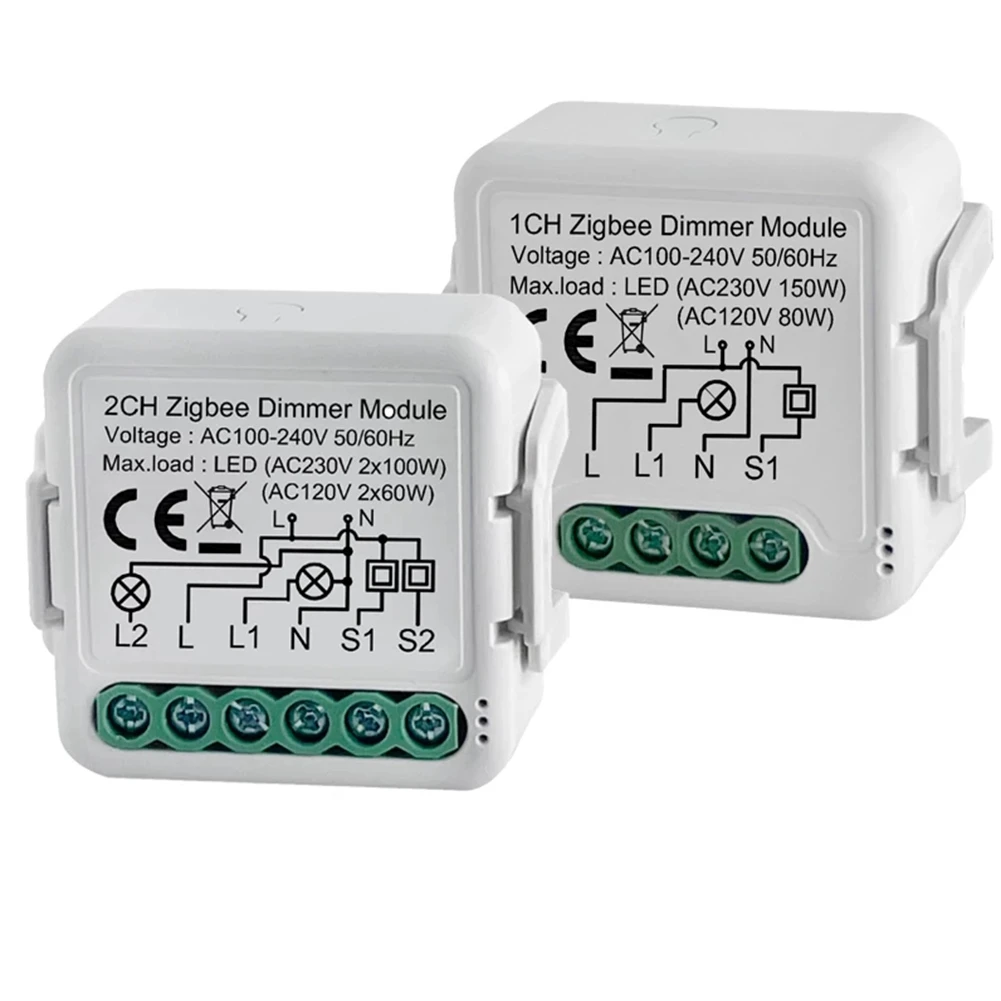 HFES Tuya Zigbee Smart Dimmer Switch Module With Neutral Wireless Remote Control Compatible Alexa Home