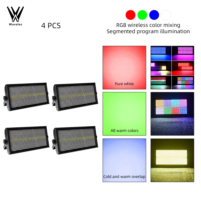 4pcs LED Strobe RGBW LEDs 8+8 Segment Strobe Flash Light Professional DJ Disco Party Club KTV Concert Stage Lighting