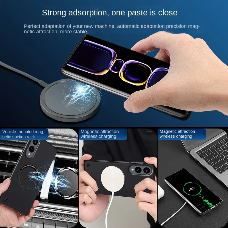 حافظة شحن لاسلكية Magsafe مغناطيسية بدون إطار لهاتف سامسونج S25 Edge S24 S23 S22 S21 S20 Ultra FE S10 S9 Plus غطاء كمبيوتر صلب