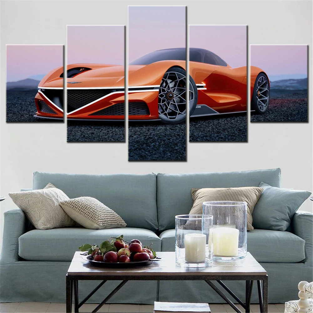 

5 Pieces Canvas Wall Arts Poster Painting Cars Genesis X Gran Racer Vision Gran Turismo Concept Wallpaper Home Decor Picture