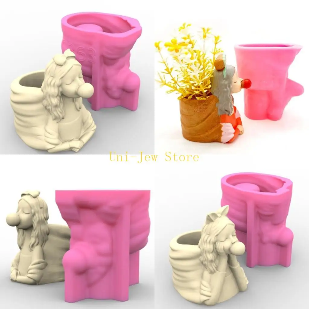 

40GB Blow Girl Flowerpot Storage Mold Trinket Holder Tool DIY Home Decor Mold