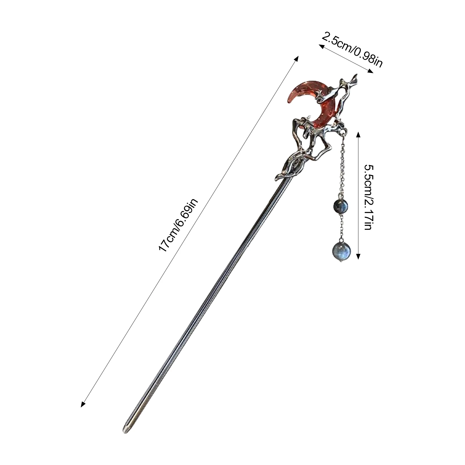 Заколка для волос с подвеской в готическом стиле для женщин, металлическая заколка для волос с кисточкой в виде луны, винтажное платье, Cheongsam, металлические украшения, аксессуары для волос