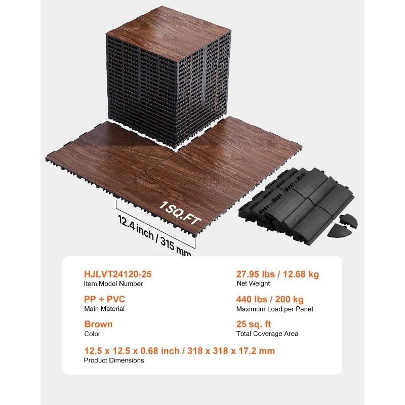 بلاط أرضية الصالة الرياضية من Dryland، 12.4 × 12.4 بوصة سجادة تدريب متشابكة لعشاق الرقص، 25 قطعة من ألغاز PP+PVC المتشابكة