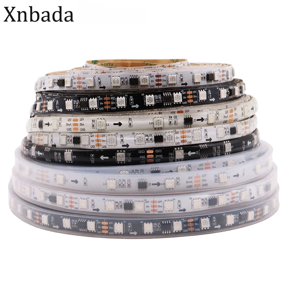 flexivel digital rgb led light strip full color ribbon pixel enderecavel 5050 controle de id dc 12v ws2811b ws2811b 01