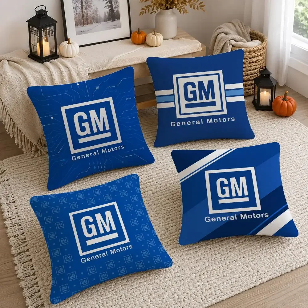 Automotive Brand General Motors Cushion Cover Soft Fluffy Short Plush  Pillow Case Throw Decorative for Sofa Bedroom Home Decor