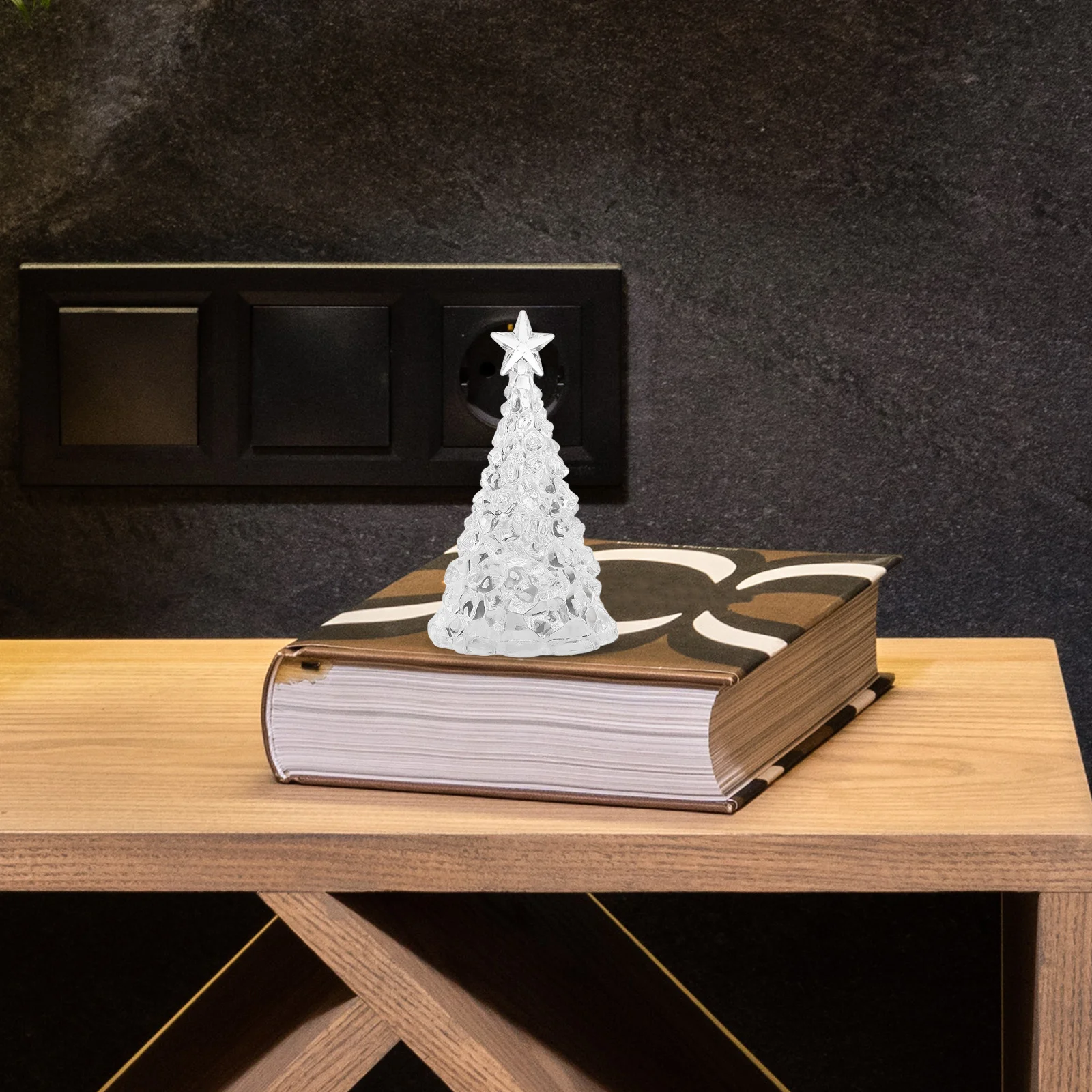 2 قطعة LED شجرة عيد الميلاد أضواء ليلية صغيرة الاكريليك عيد الميلاد الجدول مصباح مصباح للزينة غرفة نوم سطح المكتب ضوء الليل #2