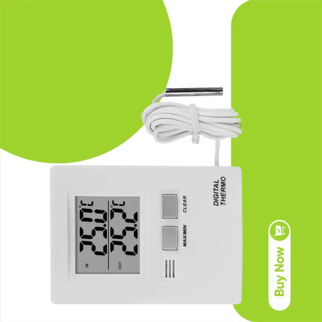 

High Precision Dual Channel Thermometer Digital Display Wall Mounted Indoor Outdoor Temperature Meter for Storage