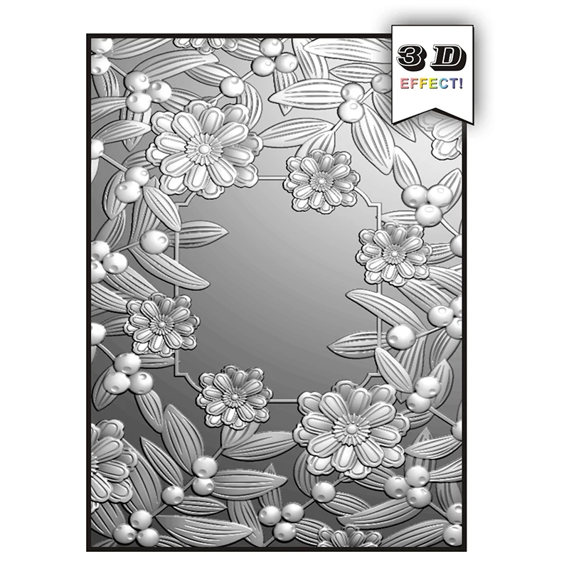 Sealed For Christmas Series 3d Embossed Flower Folder With Missing Corners, Used For Handmade Letters And Background Greeting Ca