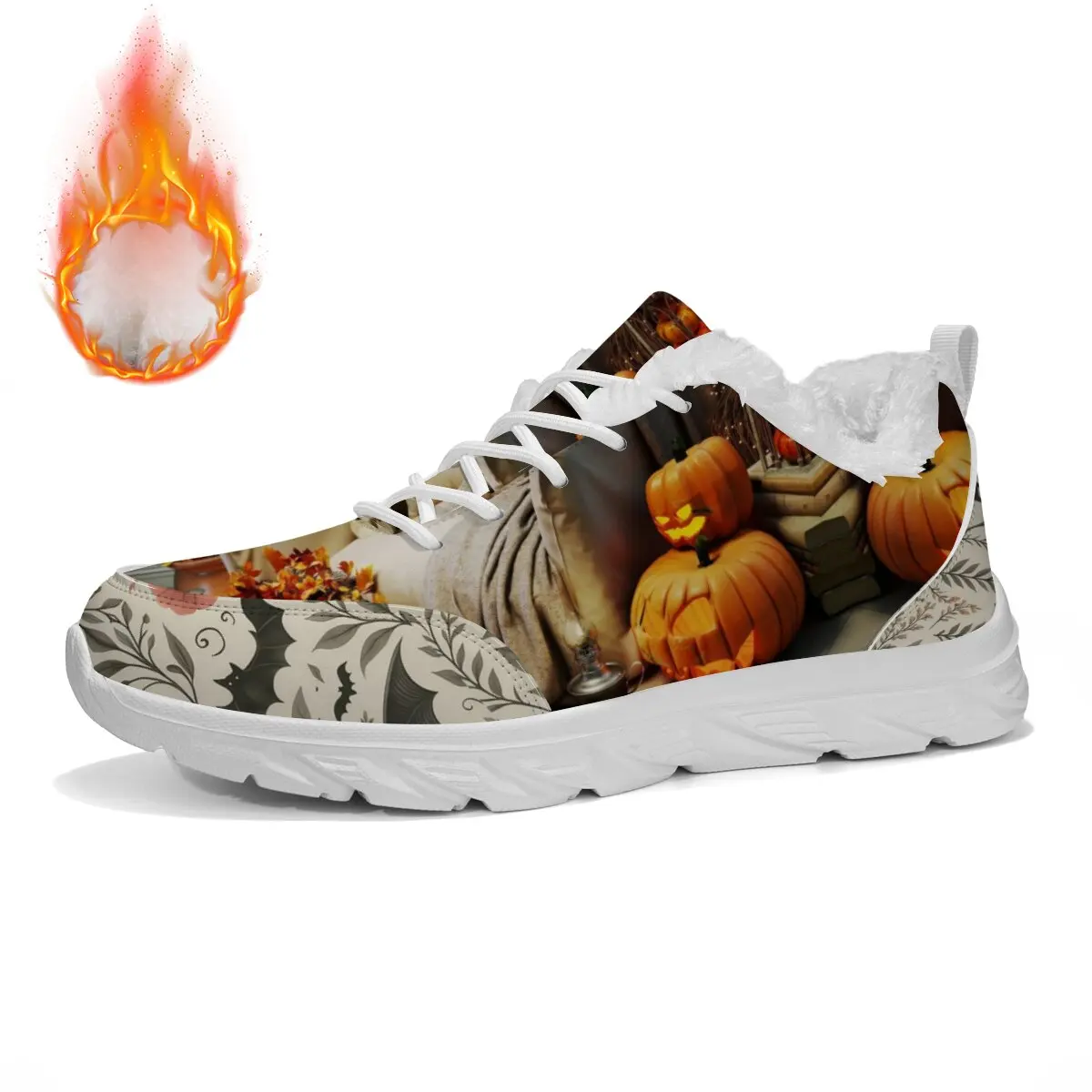 

New Halloween Festival Pumpkin Skull Cartoon Horror Atmosphere Pattern Flat Lace-up Plate-size Fashionable Casual Sports Shoes