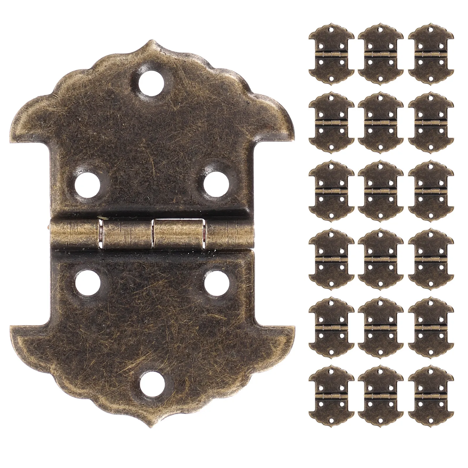 20Pcs Vintage Hinges Retro Metal Cabinet Hinges Replacement for Wooden Chest Wine Hardware