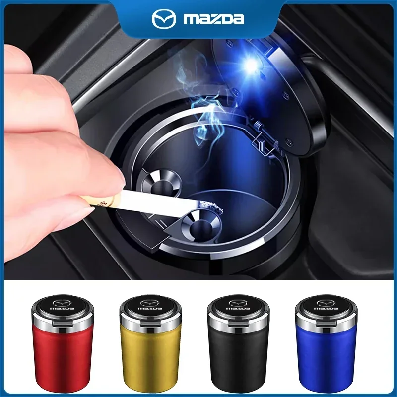 Car Logo Ashtray With Led Light For Mazda Speed MS 2 3 5 6 7 323 RX8 Axela Atenza CX-3 CX-4 CX-5 CX-8 Auto Interior Accessories