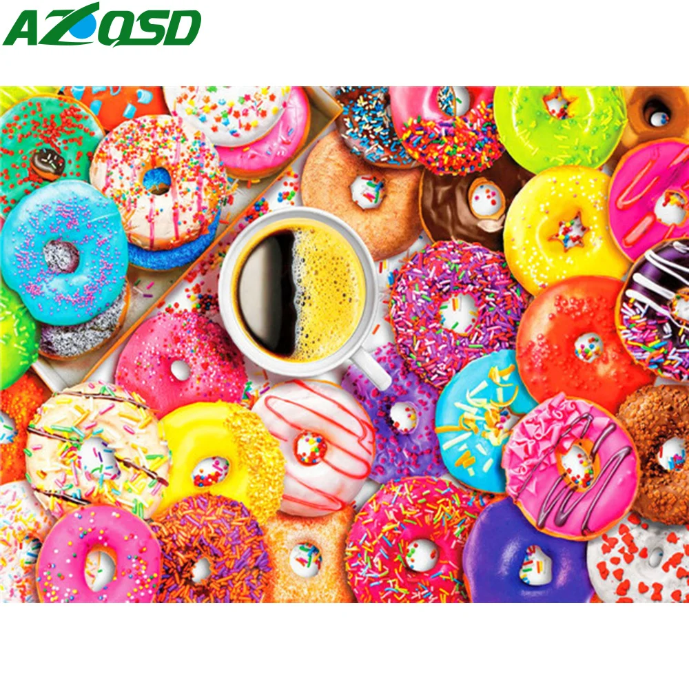 AZQSD Diamond Painting 5d Cake Landscape Donut AB Drill Cross Stitch Rhinestones Needlework Handicrafts Embroidery Wall Decor