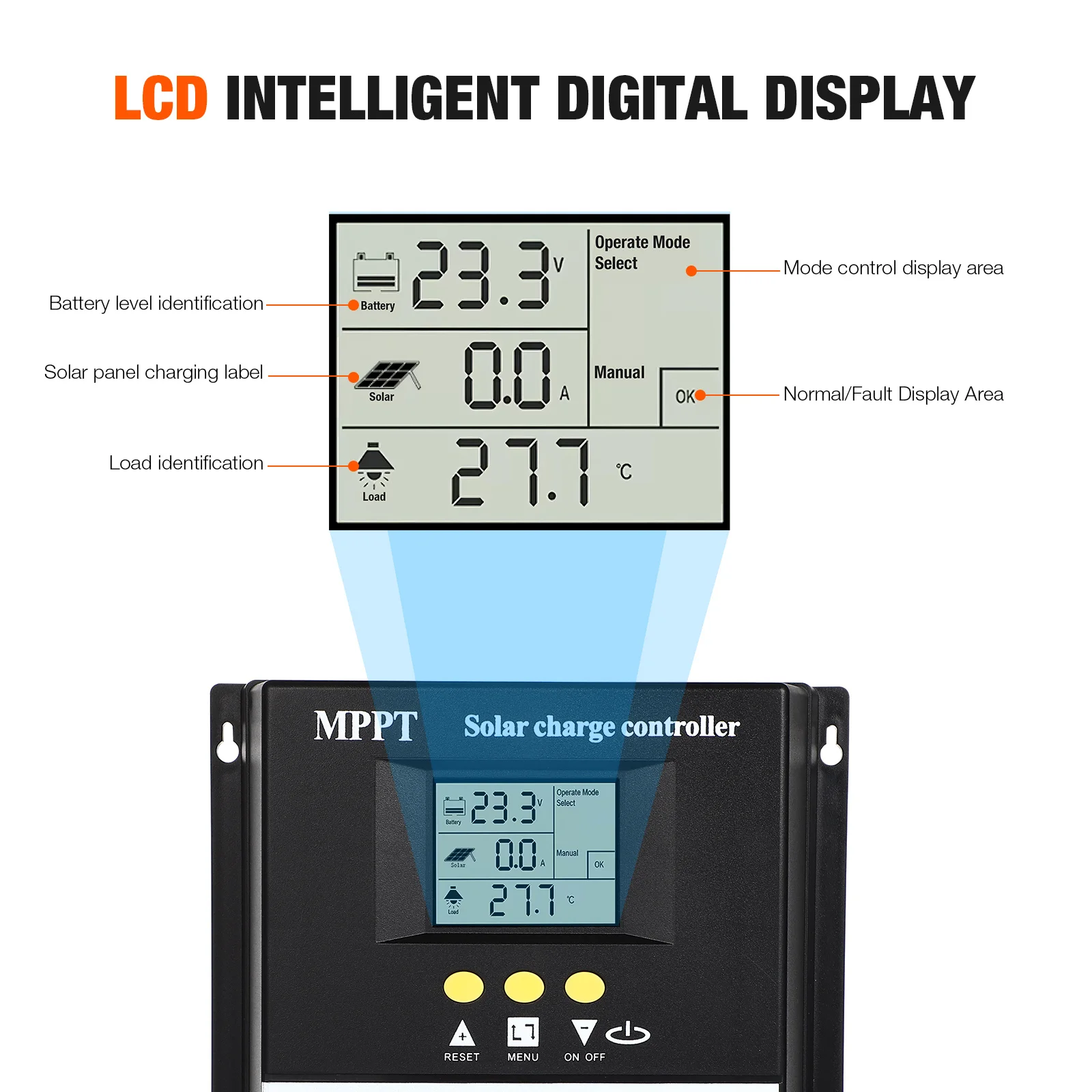 

MPPT Solar Charge Controller 100A 12V 24V 36V 48V High Efficiency Charging Protection LCD Regulator Solar Panel