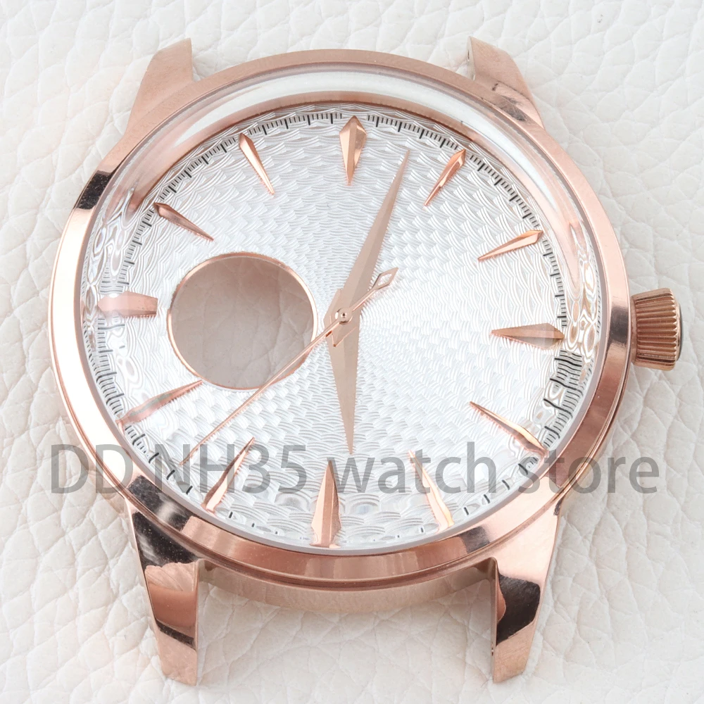 35mm Watch Dial NH38 Dial Hands 40mm Arched Glass Case Rose/Silver for Cocktail Time Presage NH38 Movement Watch Repair Tools