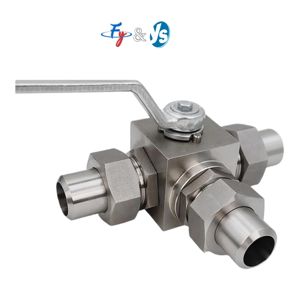 Stainless Steel 3-Way High Pressure Ball Valve, Welded End Hydraulic Three-Way Ball Valve, T/L Port Flow Control Valve