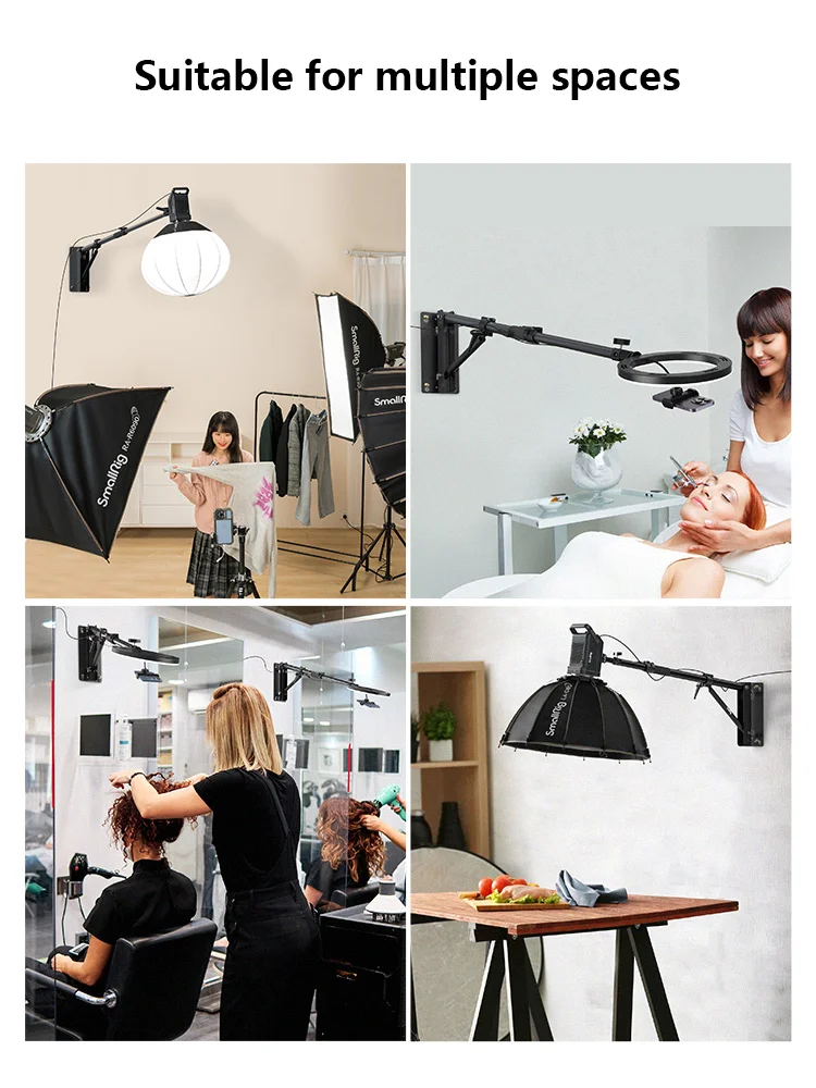 Suporte de parede para lâmpada fotográfica anel luz softbox braço crescimento ajustável 79-148cm