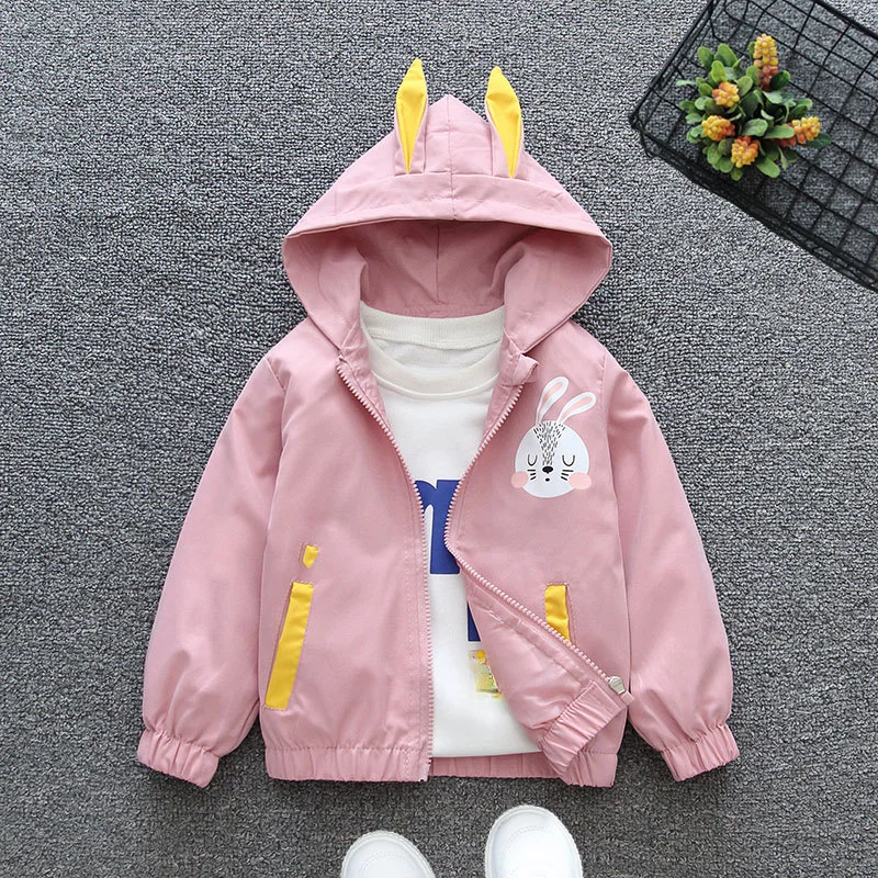 Children\'s Jackets Bunny Print Hooded Coat Kids Jackets for Girls Kids Winter Clothes for 1 To 6 Years Boys Clothes