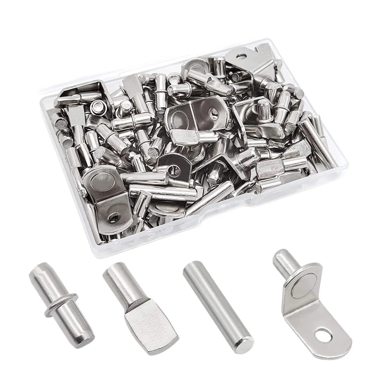 Metal Shelf Pins Kit Nickel Plated Peg Brackets Hardware for Cabinets Furniture Shelves Organizing