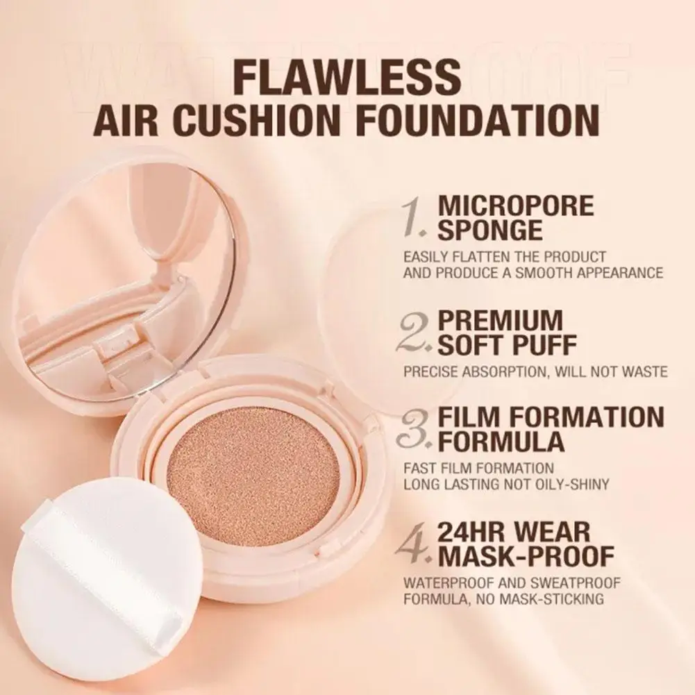 Impermeável Air Cushion BB Cream, 3 Cores, Cobertura Mais Completa, Maquiagem Produto Compacto, Corretivo Cosmético, Rosto, Coreano, De Longa Duração, U9G2