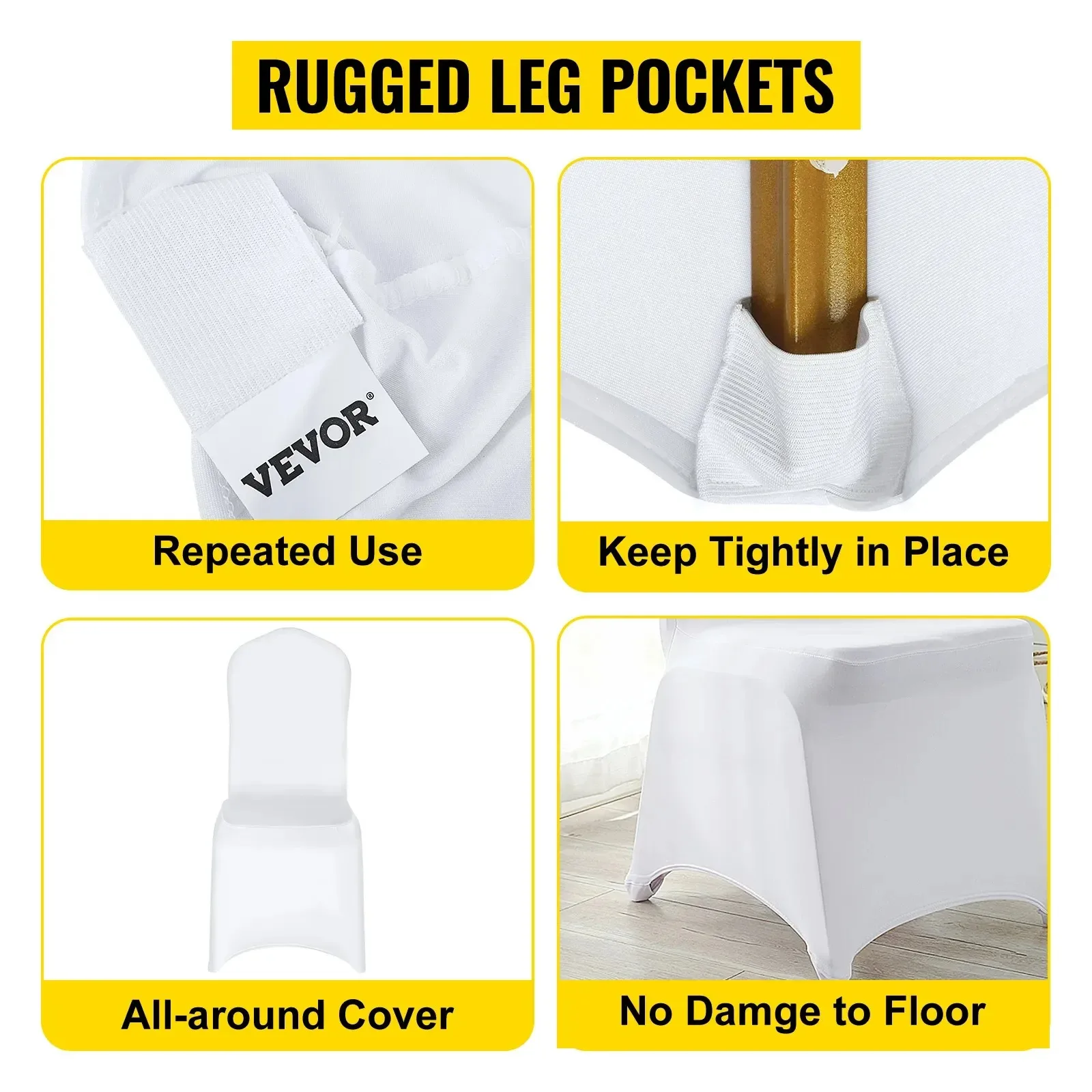 Elastic Spandex Folding Chair Cover Set‑50Pcs | Stretchable Decor Chair Sleeves, Removable Seat Decoration Protectors for Wedding Ceremonies, Banquet Halls, Parties & Large Event Occasions