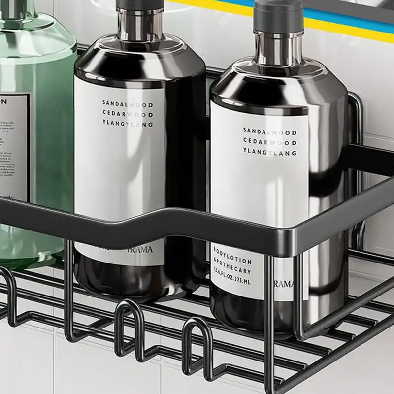 Prateleiras do banheiro sem broca rack de parede de grande capacidade suporte de chuveiro de parede organizador de rack de parede de banho com grande capacidade