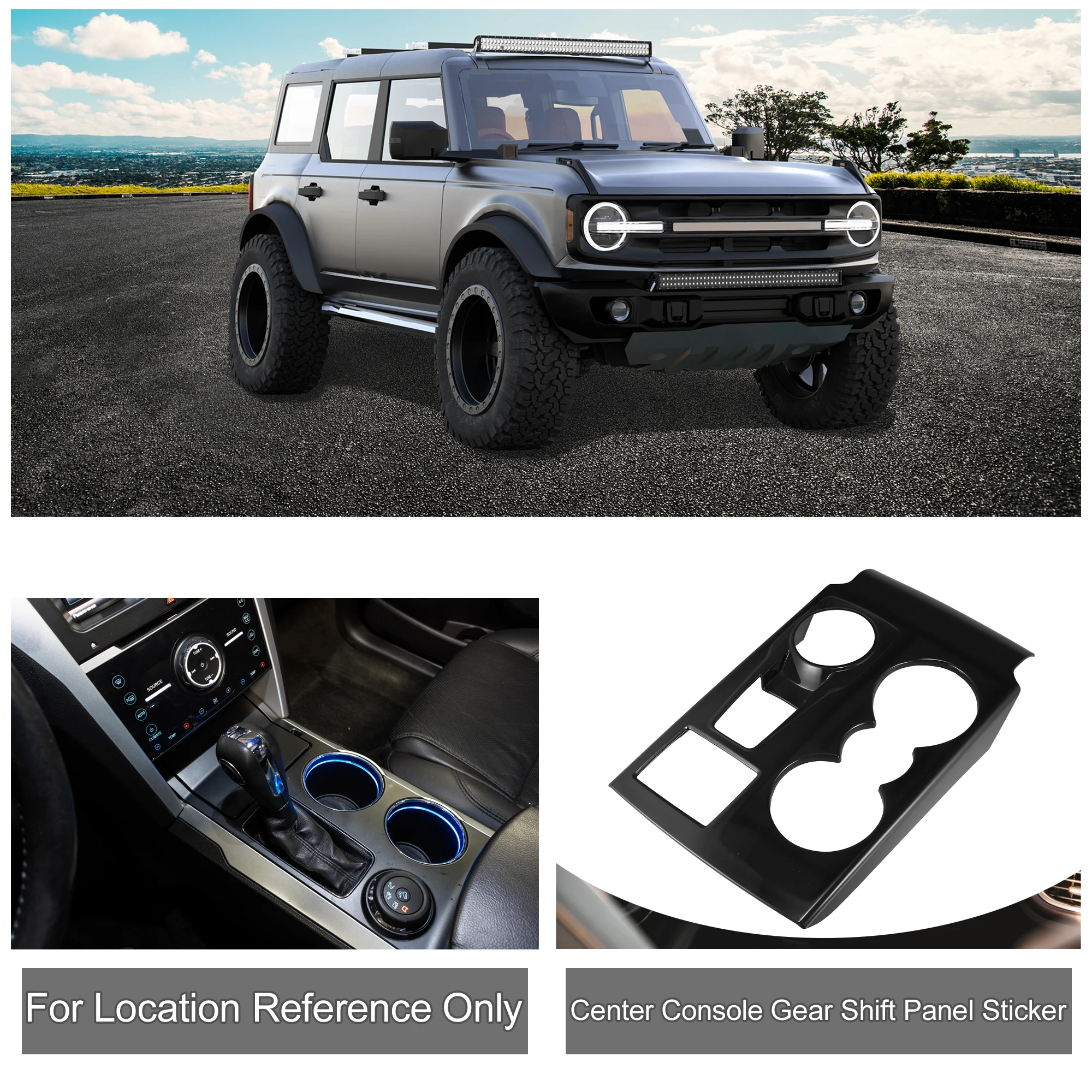 

UXCELL Center Console Gear Shift Panel Trim Cover Sticker for Ford Bronco Black