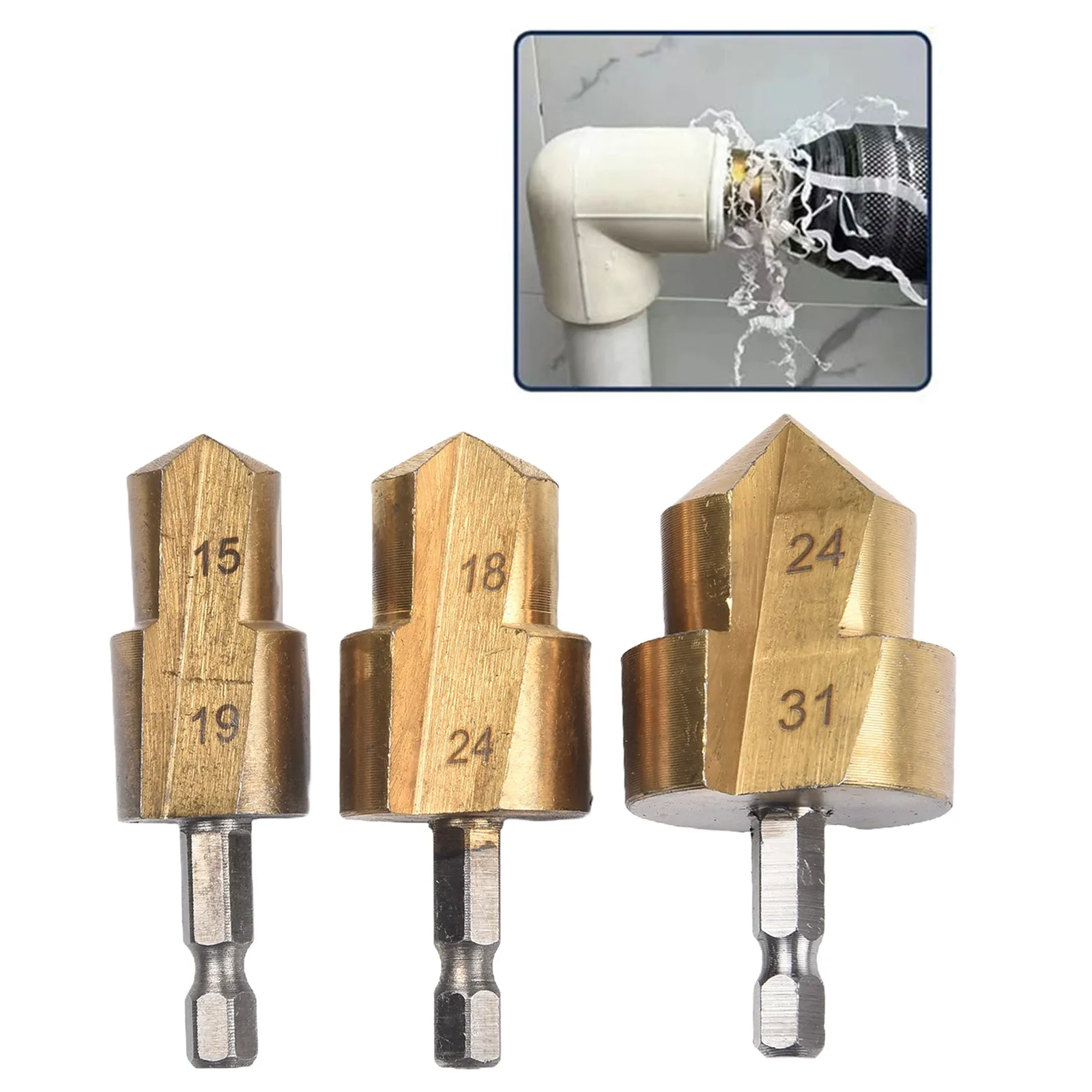 

3pcs 6.35mm Hexagonal Drill Bits Water Pipe Expanding Drill Punch Plumber Step Drill Bits, Hexagonal Shank Connection Tools