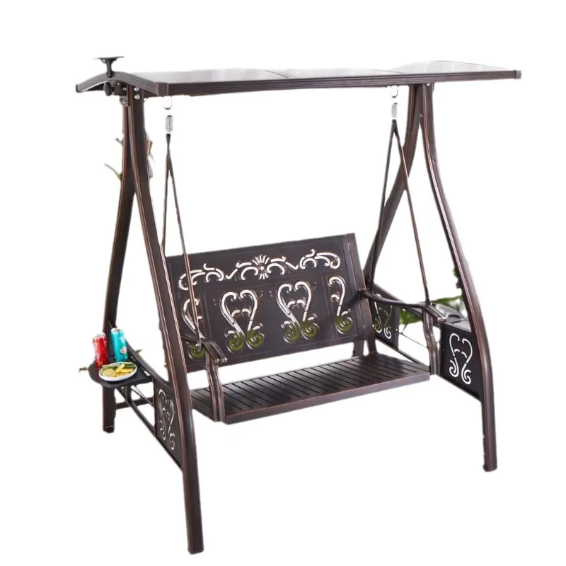 

Outdoor Garden Rocking Chair Double Hanging Basket Hanging Chair Balcony Solar Garden Cast Aluminum Swing