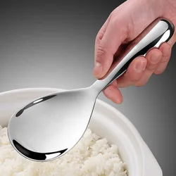 Colher de arroz em aço inoxidável 304 com alça longa Colher de fogão engrossar Talheres multiúso Colheres de buffet, Talheres de cozinha