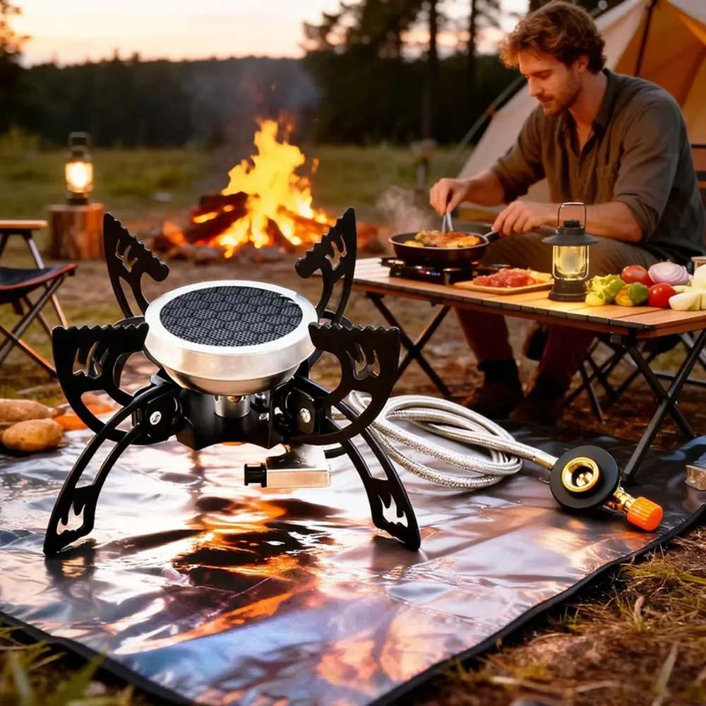 A79E-Outdoor Cooking Stove Outdoor Stove 4200W Foldable Camping Cooker Burner Wind Resistant Flame Stability Portable Compact St