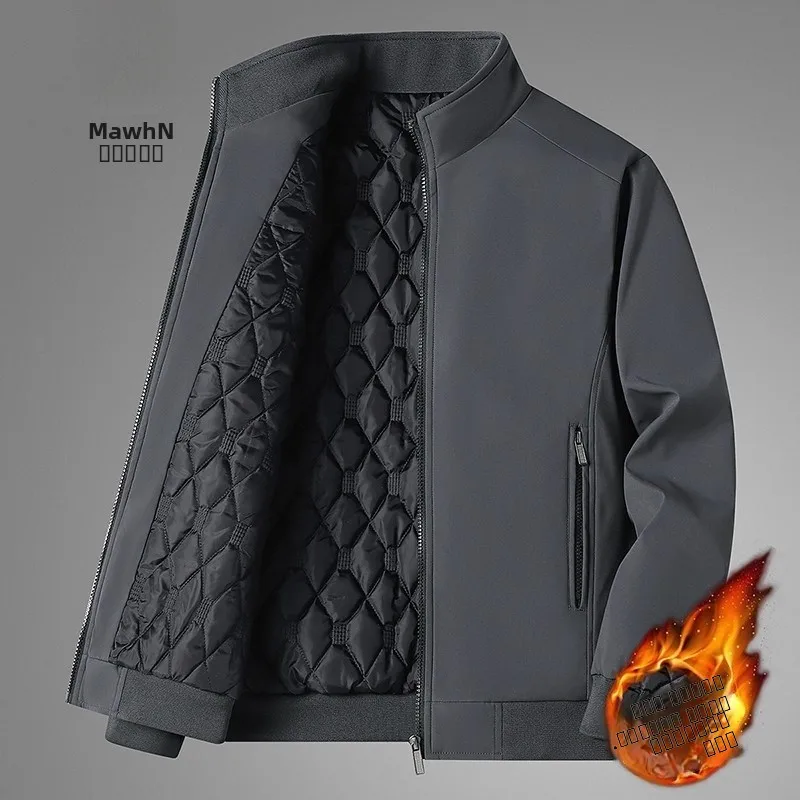 

Мужское зимнее хлопковое пальто Jaet Thiened Fce на подкладке с воротником-стойкой, большой размер для среднего возраста и защиты от ветра