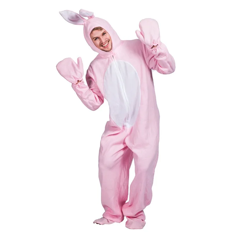 

wishes to cross-border supply of Halloween stage prop costumes pink bunnies adult animal pajamas