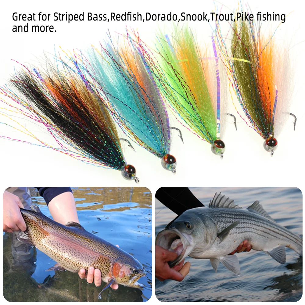 1 Stück/4 Stück Epoxy 3D Fischaugen-Köder, Minnow, Slinky-Faser-Köder, Salzwasser-Streamer, Fliegenfischen, Forellenköder, Angelköder – Detail 8