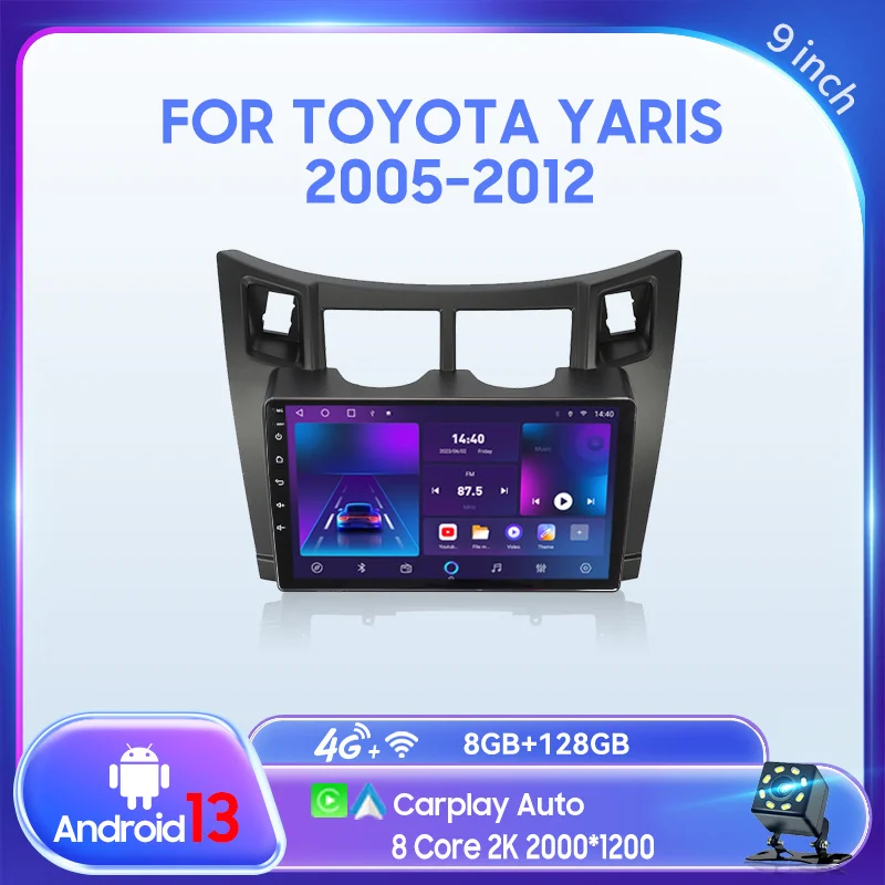 

QSZN для Toyota Yaris 2005-2012 9-дюймовый 2 din Android 13.0 автомобильный радиоприемник мультимедийный видеоплеер GPS-навигация 4G Carplay головное устройство