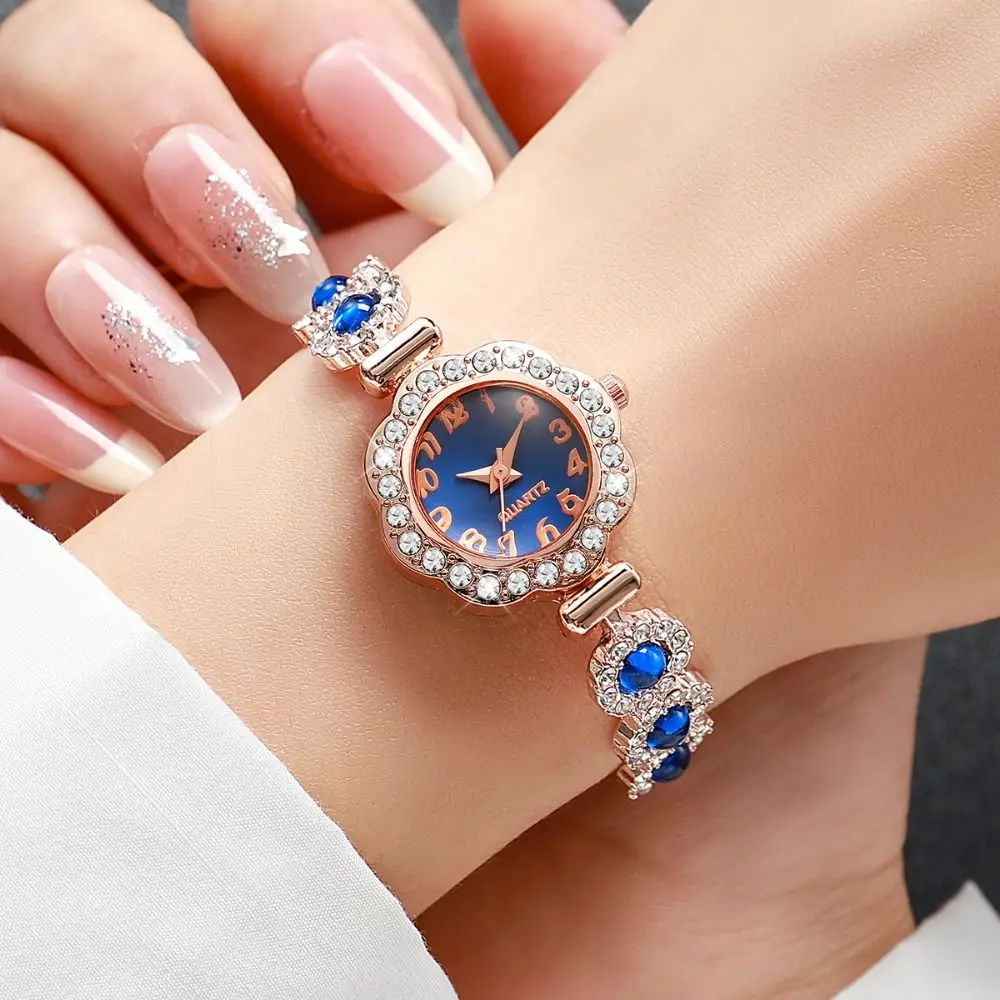 Rhinestone Decor Wristwatch Multi-color Elegant Ladies Bracelet Watch Adjustable Fashion Strap Quartz Clock Women's Accessory