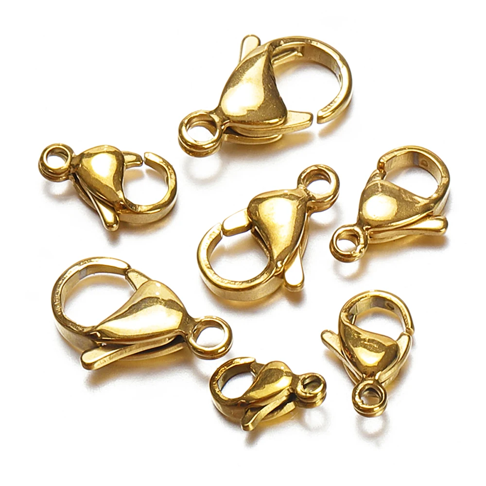 40pcs/20pcs No Fade Stainless Steel Gold Color Lobster Clasp Claw Clasps for Jewelry Making DIY Bracelet Necklace Connectors