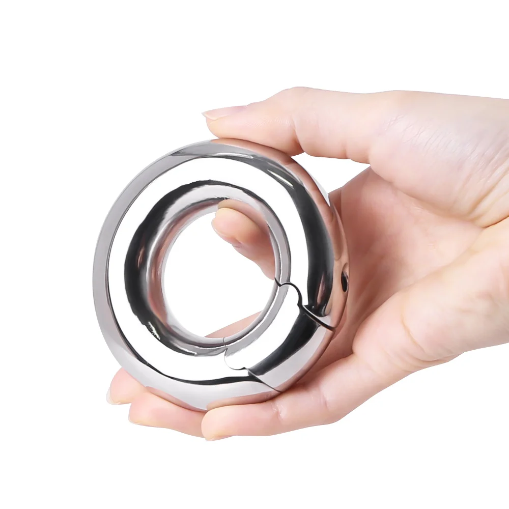 Stainless Steel Ball Stretcher Lock testicle Ring Scrotum Squeeze Ring BDSM Penis Restraint Stainless Steel Sex Toys for Men