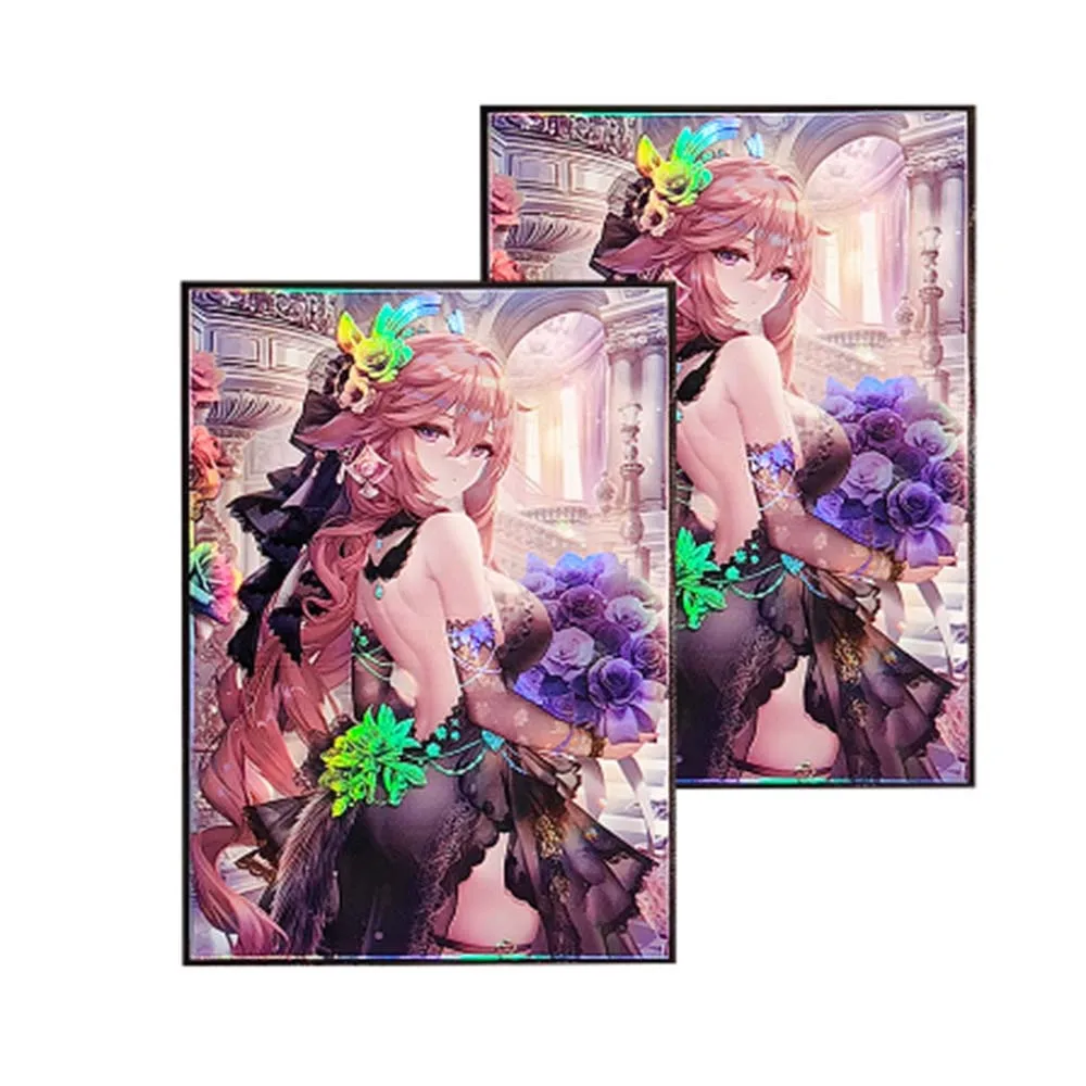 60PCS 67x92mm Card Sleeves Holographic Classic Anime Characters Standard Size Card Seeves Suitable for PTCG/TCG/PKM Game Cards