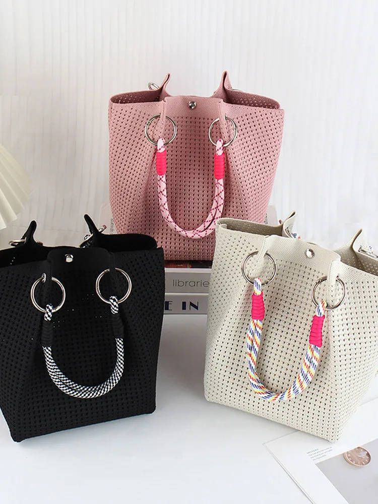 

Корейская тканая вязаная сумка-ведро, модная сумка с обнажением богатства, праздничная женская сумка на одно плечо, повседневная шикарная сумка