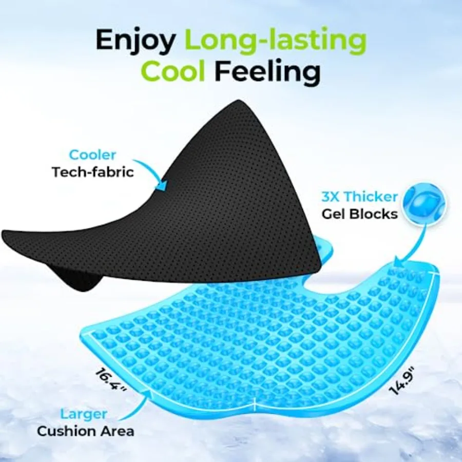 Gel Wheelchair Seat Cushion, Waterproof Cover, Pressure Sore and Ulcer Ergonomic Chair Cushion with U-Cutout for Tailbone Pain,