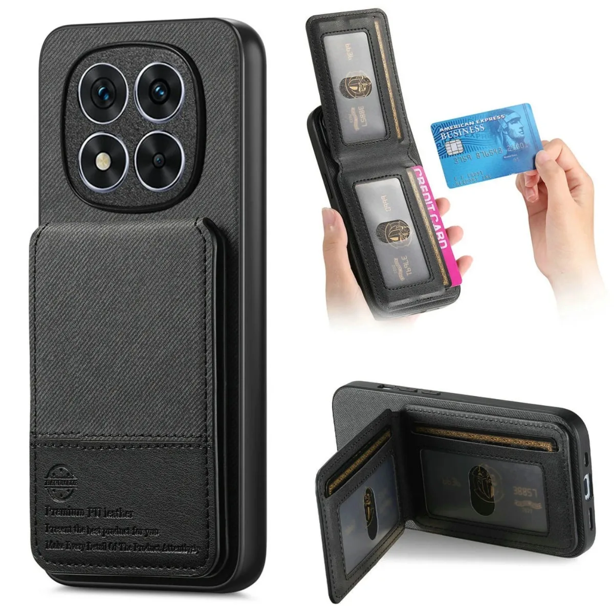 Handyhülle für Xiaomi Redmi Note 14 15 Pro Plus RFID Leder Karte Rückseite Mi Phone Redmi 15c 14c Note 15 14 Pro+ Wallet Cover