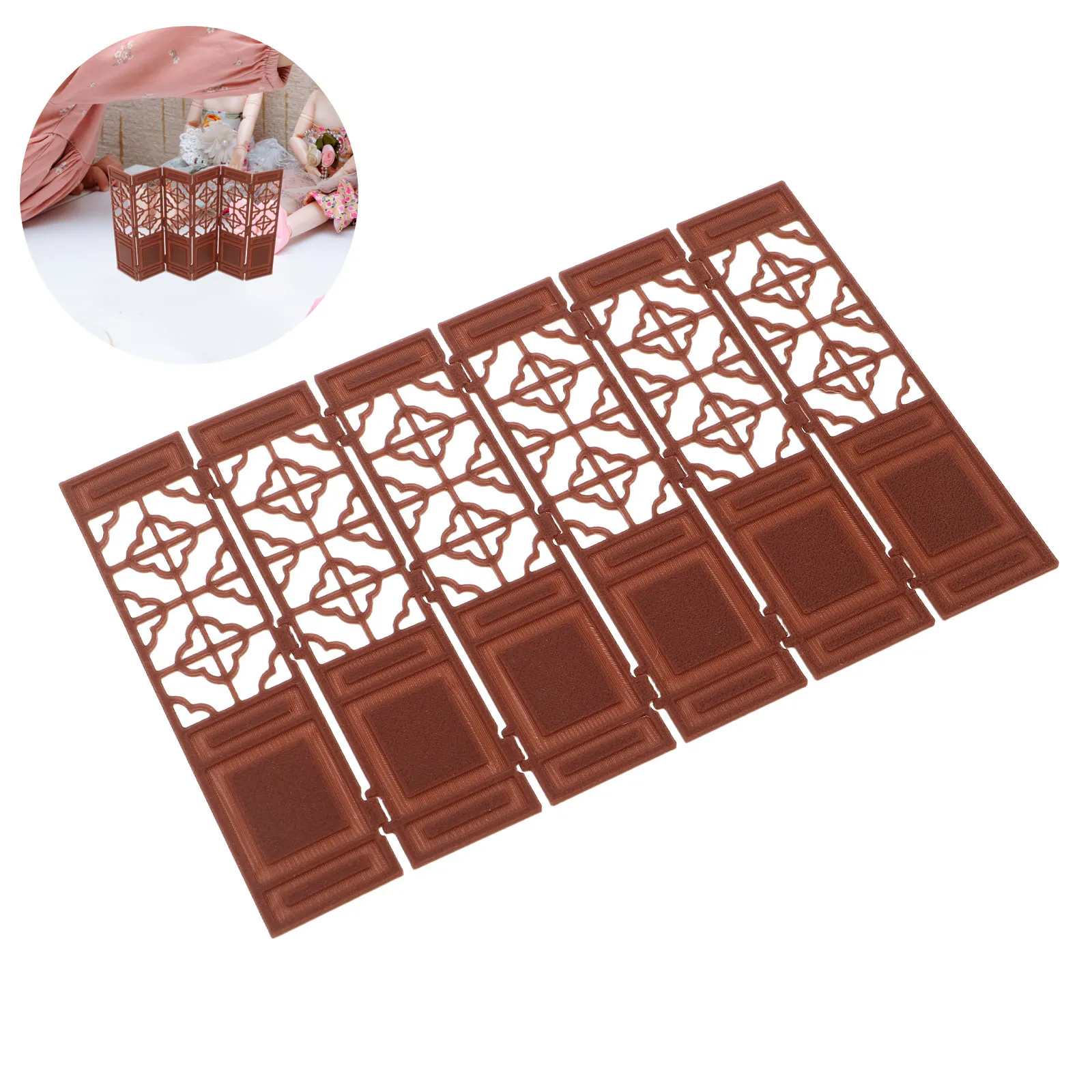 

Миниатюрный китайский складной ширмой-перегородкой в винтажном стиле 1:20, коричневый, для кукольного домика, настольный декоративный разделитель комнаты, аксессуар