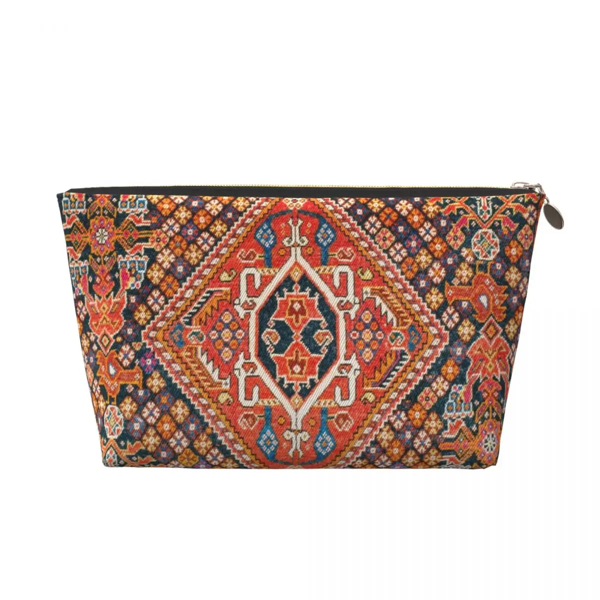 Custom Antique Persian Tribal Turkish Kilim Toiletry Bag  Bohemian Ethnic Art Cosmetic Makeup Organizer Lady Beauty Storage