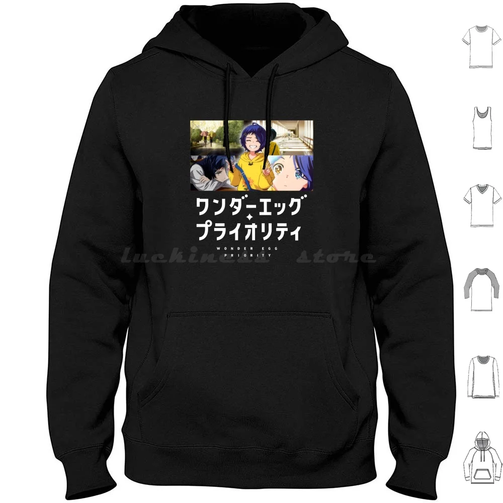 Wonder Egg Priority , Anime , Manga Hoodie Cotton Long Sleeve Wonder Egg Priority Ai Ohto Rika Kawai Momoe Sawaki Neiru Aonuma